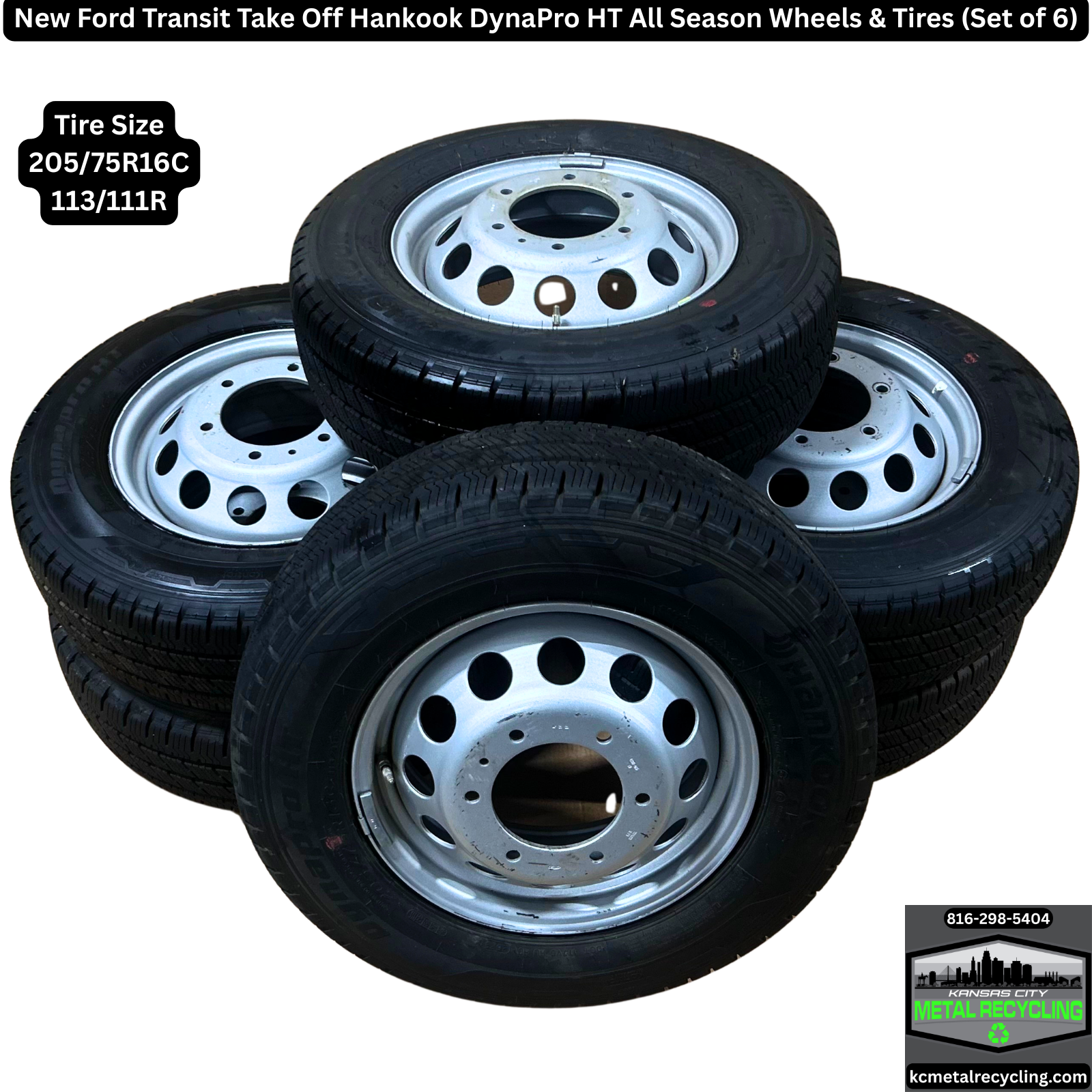 20 Set of 6-16" Wheels & Tires Hankook Dynapro HT 205/75R16C Transit DRW Take-Offs - Image 1